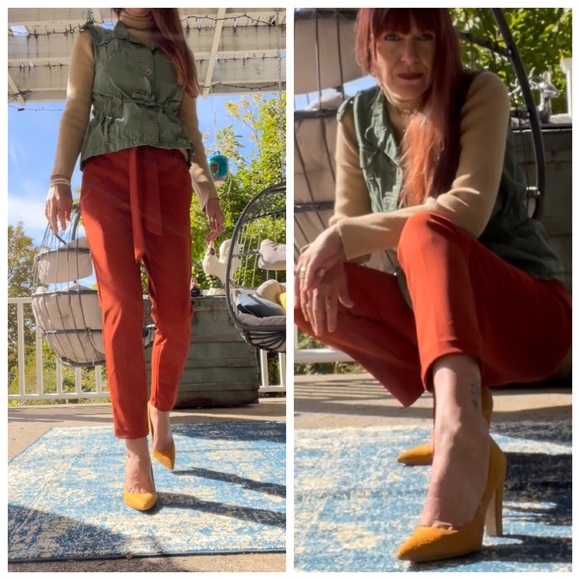 Yellow Suede Snake Skin Heels - Picture 9 of 17